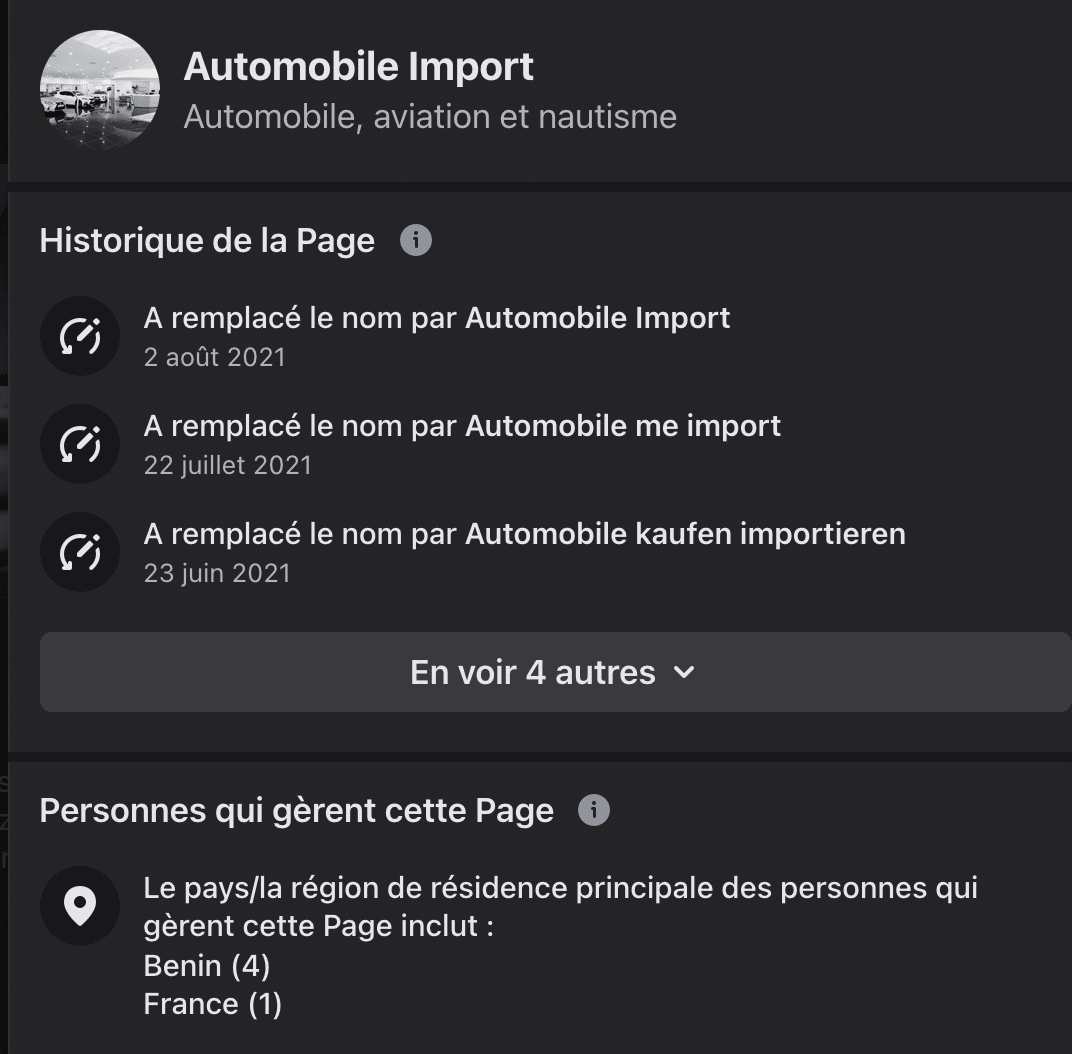 Automobile import Facebook