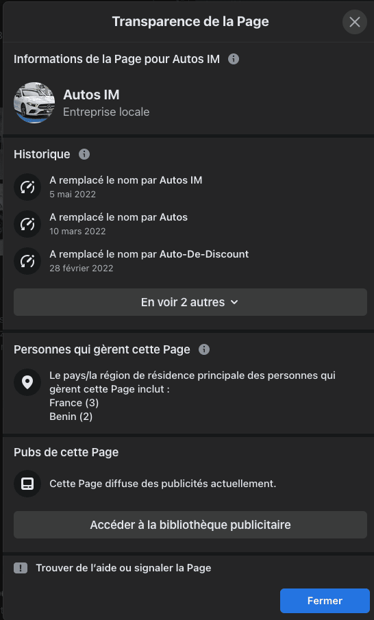 Autos IM Facebook - arnaque du B&eacute;nin