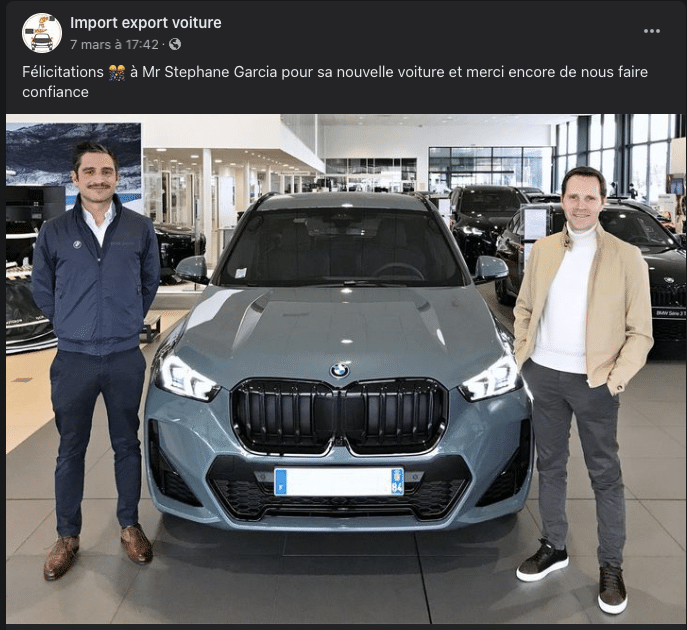 Jérôme Chont client Import export voiture
